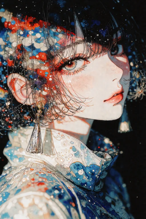 A Watercolor Anime Illustration Of Nijisis, Zidiusart A Wom...