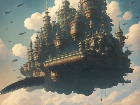 Ghibli Style, A Man In Studioghiblianimestyle ,look At A Ste... — Stable Diffusion AI Prompt: ghibli style, a man in studio_ghibli_anime_style ,look at a steampunk fly castle...