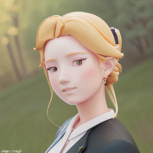 Portrait Anime Cottagecore Woman, Girl Cute-fine-face, Prett...