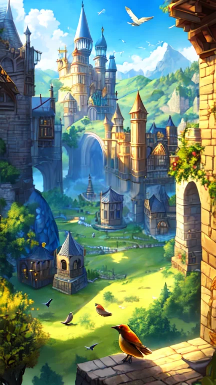 Medieval Kingdom. Sunny Morning. 8k Resolution. Ratio 32. Ve...