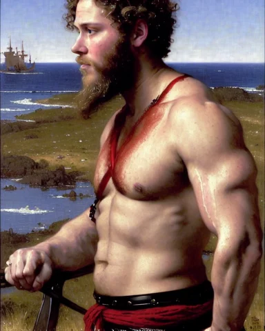 A Portrait Of A Muscular Attractive Sks Man As Viking, Bushy... — Stable Diffusion AI Prompt: a portrait of a muscular attractive sks man as viking, bushy beard, long curly h...