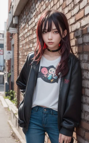 1girl, Long Hair, Black Hair, Messy Hair, Red Highlights, Ha... — Stable Diffusion AI Prompt: 1girl, long hair, black hair, messy hair, red highlights, hair over one eye, red...