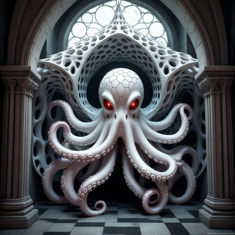 A Hilarious Giant Octopus Inside An Elegant Futuristic Conta...
