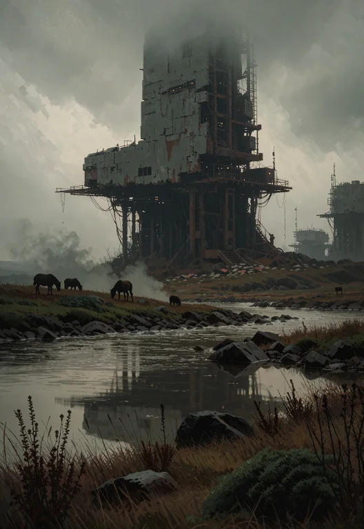 This Is A Digital Sci-fi Landscape. The Image Is Set In A Ho...