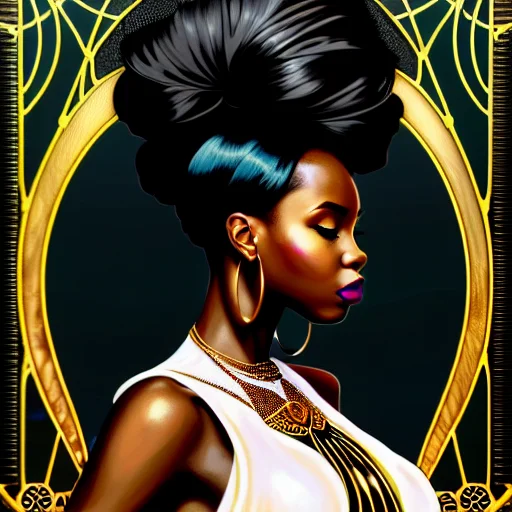 A Digital Illustration Of Black African Woman In The Style O...
