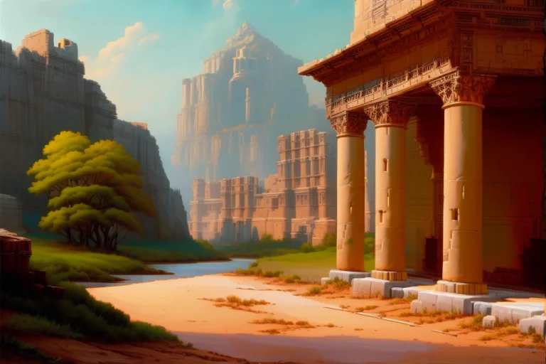 Painting Of Ancient Ruins, Protogemb2 Style