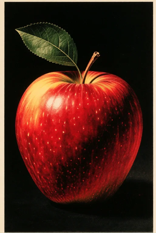 Broadside Poster, A Red Apple On A Black Field,