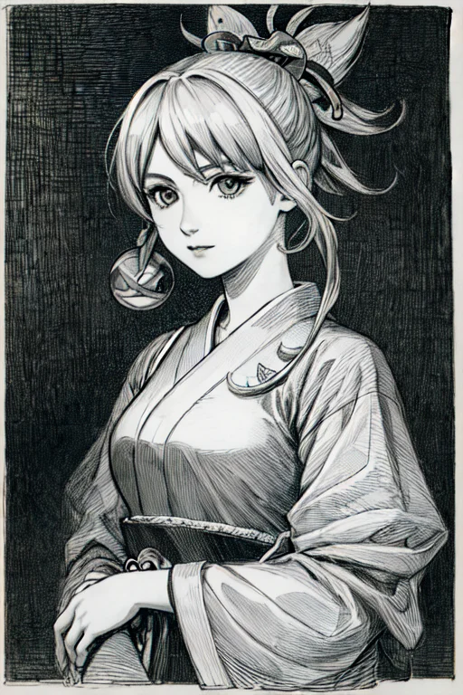 Monochrome, Black And White Loracharacter Yoimiya Hardpruned...