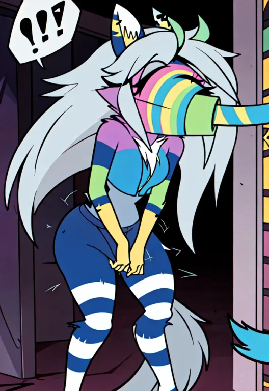 1girl,coloredskin,stripedskin, Aquafur, Aquaskin, Werewire,...
