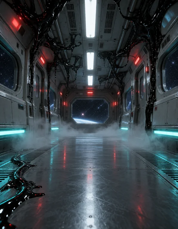 3d3n Sh1p, Photorealistic, Wide Long View Down The Main Corr...