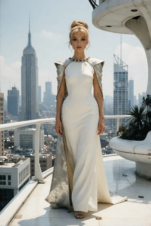 1960s Vision Of A Utopian Future, Elegant Blonde Woman With...
