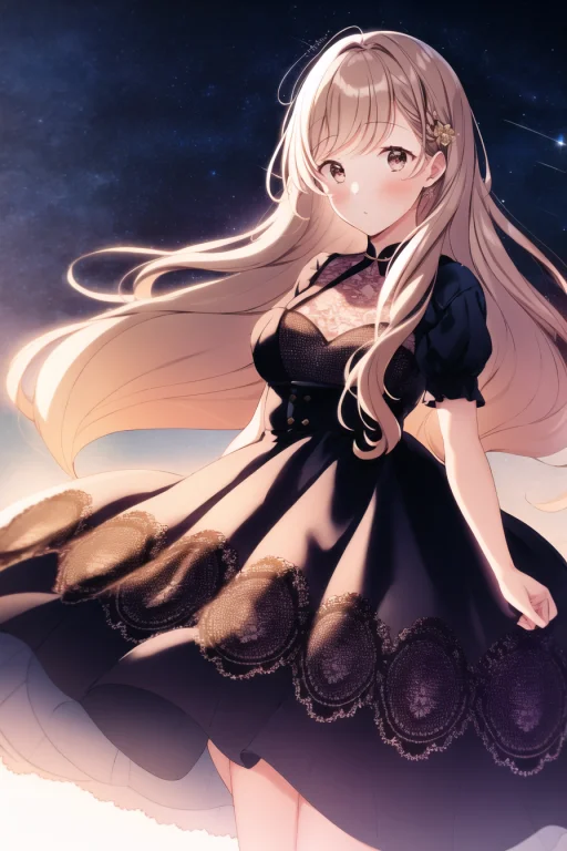1girl, Long Hair, Dress, Lace, Lorahanakostyle1