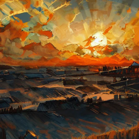 Sunset, Expressionism, Jaggy Lines, Vivid Background, Very D... — Stable Diffusion AI Prompt: sunset, expressionism, jaggy lines, vivid background, very detailed, trending on...