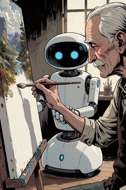 A Poignant, Detailed Graphic Novel Panel Set Inside A Sunlit...