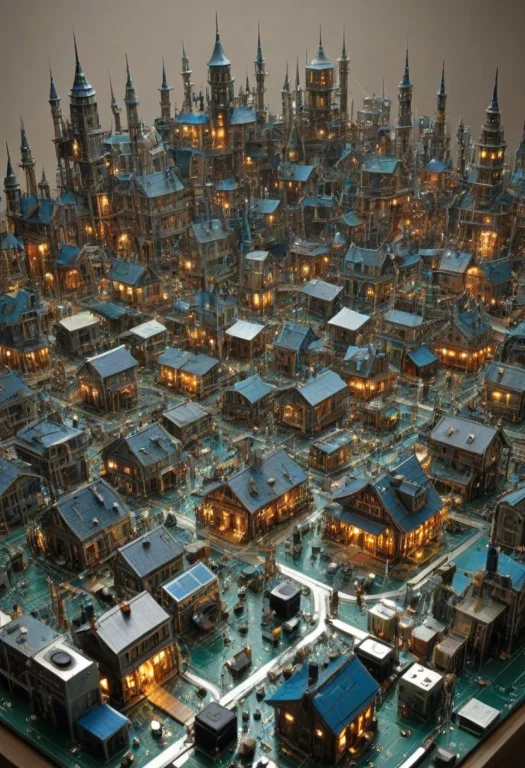 Fantasy Town Made Of Transistors