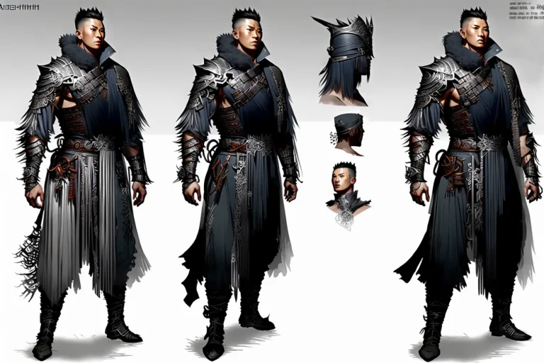 Concept Character Reference Sheet Of A Chinese Male Warrior,...