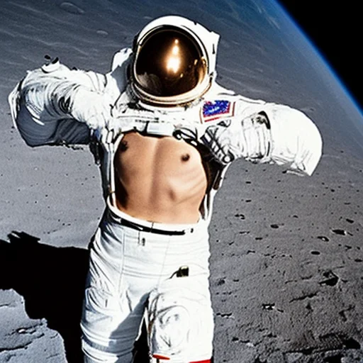 An Astronaut Takes The First Step On The Moon, Spacesuit, Sh...