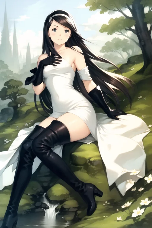Yoshida Akihiko, 1girl, Agnes Oblige, Arm Support, Bangs, Bl...