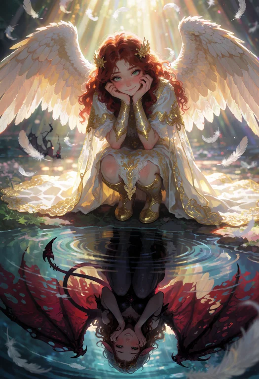 A Painterly Anime Illustration Shows An Angelic Woman With M...