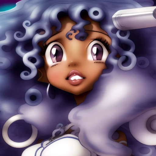 Curly Hair Black Anime Waifu Black-waifu Musume Fanart, A Dr...