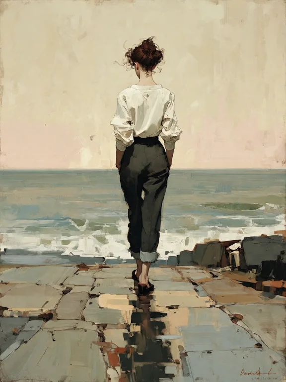 Bradhamel Art Style. A Solitary Figure, Seen From Behind Wit...