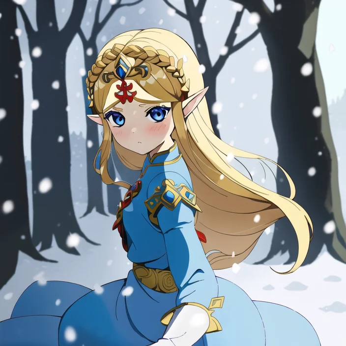 1girl, Princess Zelda, Shrine, Out Of Focus People In The Ba...