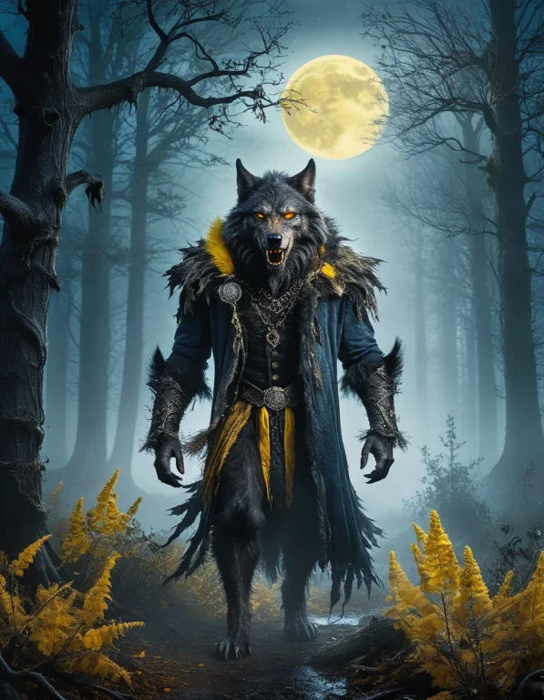 Dark Gothic Art, Cursed Werewolf, Portrait Of A Partially Tr...