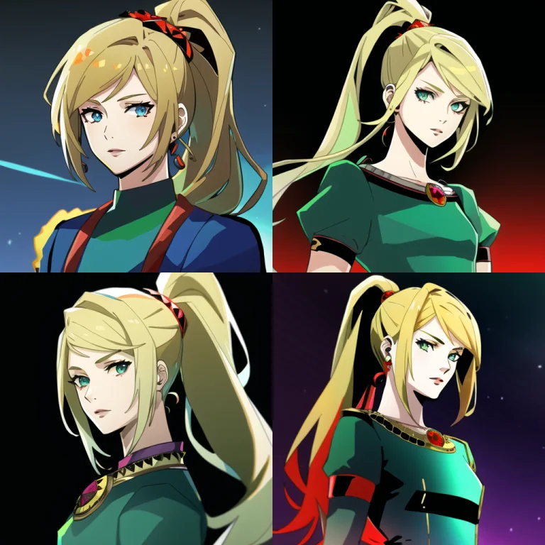 1girl, Samus Aran, Hades-8500, Cartoon, Blonde Hair, Blue Ey...