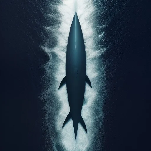 Shark Silhouette Under The Ocean, From Above, Aerial View,