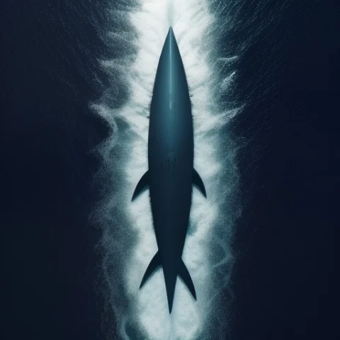 Shark Silhouette Under The Ocean, From Above, Aerial View, — Stable Diffusion AI Prompt: shark silhouette under the ocean, from above, aerial view,