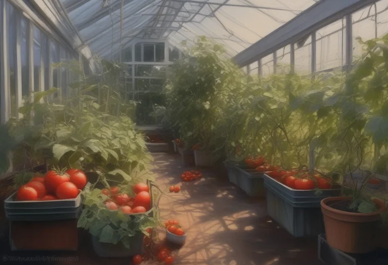 A Greenhouse Full Of Tomatoes And Trailing Vines, Plein Air...