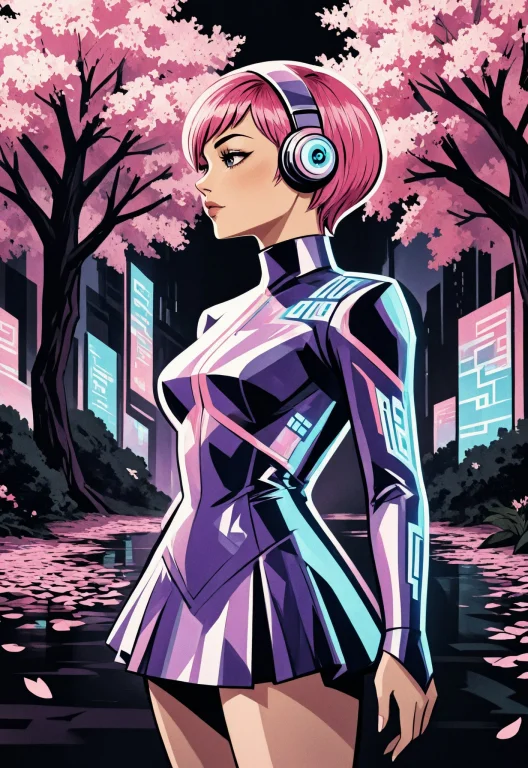 Electric Punk Aesthetic, Short Purple Latex Skirt Over Suit...