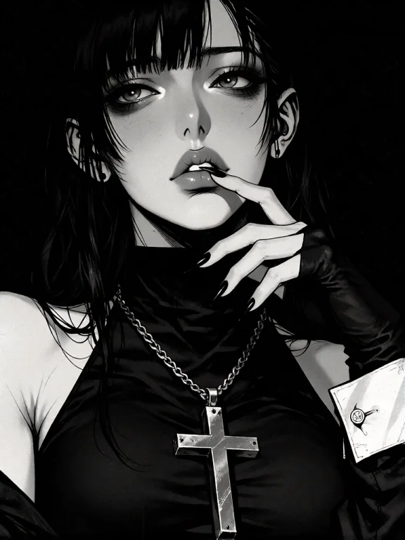 A Black And White Digital Drawing In A Semi-realistic, Semi-...