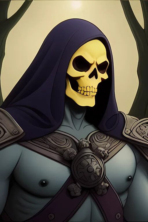 Closeup Portrait Of A Beautiful Skeletor, Standing Against A...