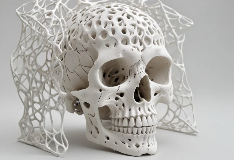 A Human Skull Rendered Entirely As A Gyroid Lattice Structur...