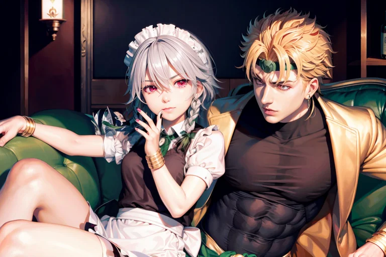 Masterpiece, Best Quality,1girl, 1boy, Izayoi Sakuya, Dio Br...