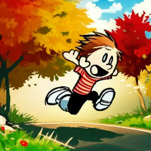 A Cartoon Boy Running, Art By Loracalvinandhobbes0.8