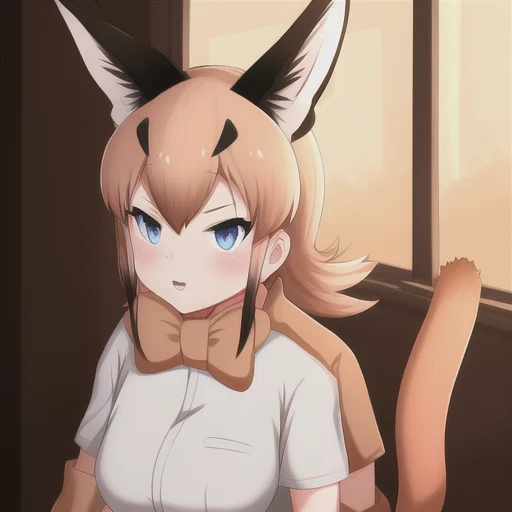 Caracal Kemono Friends, Cat Girl, Caracal Ears, 1girl