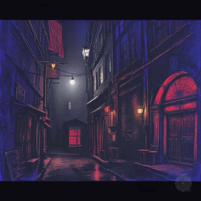 Seedy Back-alley Behind The Velvet District, Wet Cobblestone...
