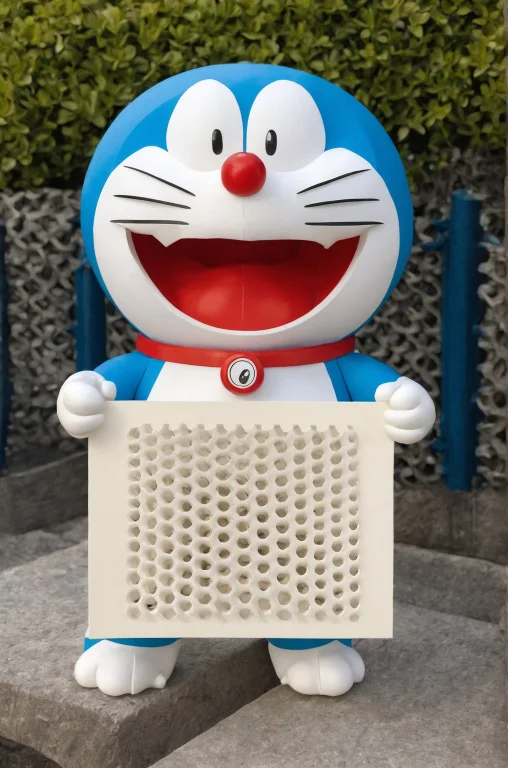 Doraemon Holding A Sign, Made Of Gyroid, Gyroid, Gyroid Latt...