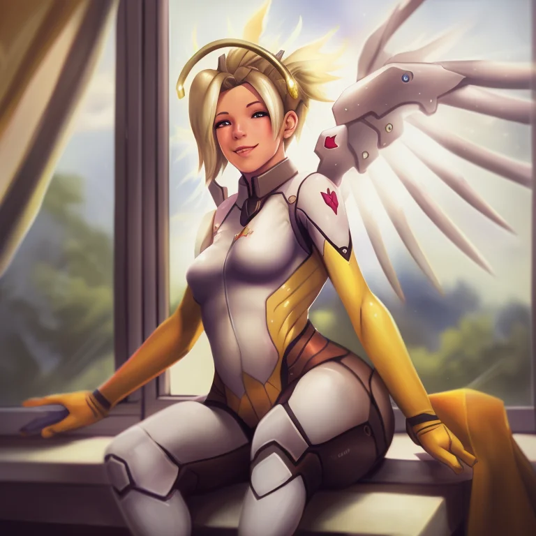 Photorealistic Painting Of A Tiny Mercy Sitting On A Windows...