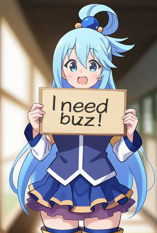 Aquakonosuba, Holding Sign, Needbuzz, Loraneedbuzzsignillust...