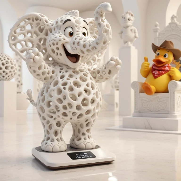 A Cute 3d Animated-style Elephant Standing On A Modern Bathr...