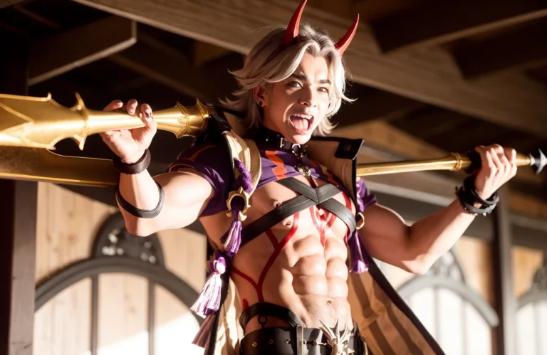 Masterpiece, Best Quality,male Focus, 1boy, Horns, Arataki I...