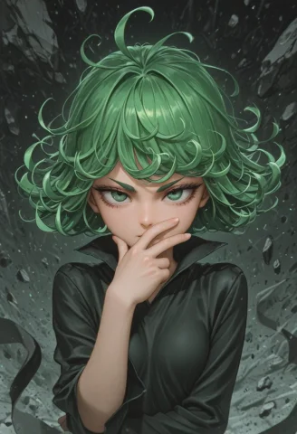 ,,tatsumaki From One Punch Man, Curly Hair, Green Hair, Shor... — Stable Diffusion AI Prompt: ,,Tatsumaki from One Punch Man, curly hair, green hair, short hair, green eyes,,...