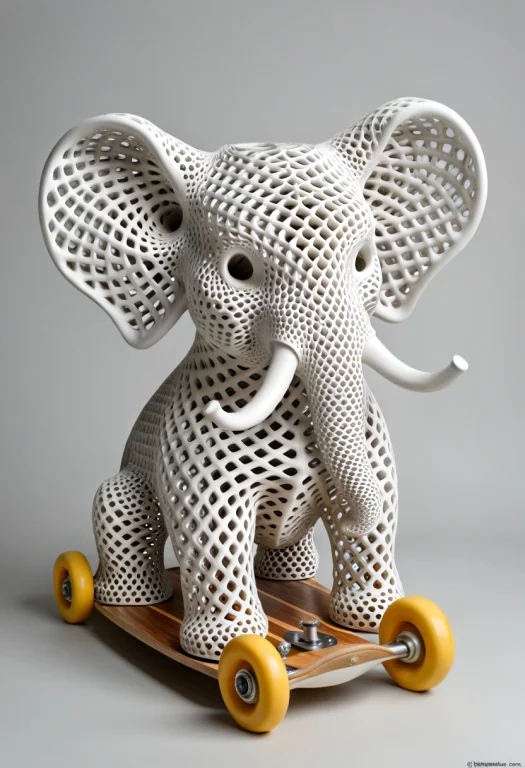 Gyroid Lattice, Cute Elephant Formed Entirely From A Continu...