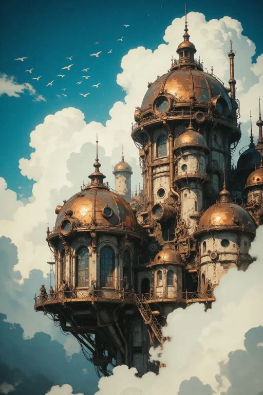 Nature, A Concept Art Illustration Of A Steampunk Fantasy Ci...