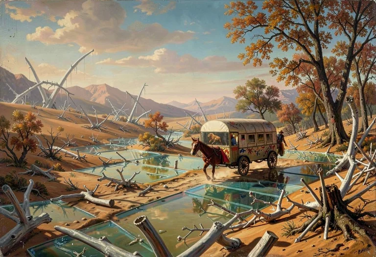 A Caravan Crossing A Desert Of Glass And Bone, Classical Pai...