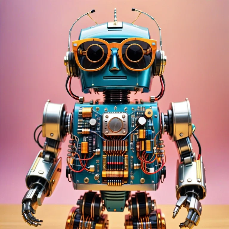 Toy Robot Made Out Of Transistors, Wearing Sunglasses, Sungl...