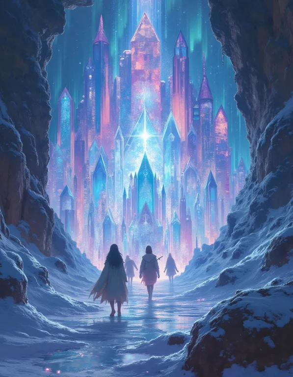 Crystalline Beings Emerging From A Portal Of Pure Shifting A...